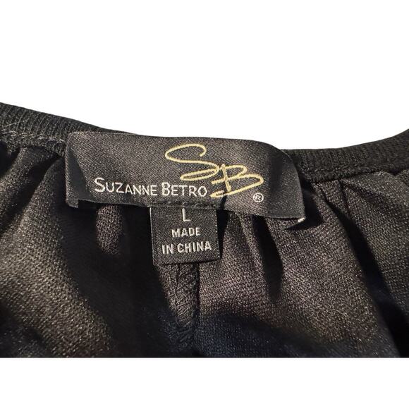 Boho Floral Embroidered Suzanne Betro Large Black Mesh Lace Flowy Blouson Dress - Picture 7 of 8